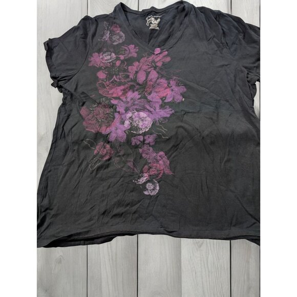 BUNDLE ONLY JMS PLus Just My Size 3X XXX Pink Black V-Neck Tee Purple Floral S/S - Picture 1 of 7